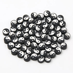 10mm Tai Chi Clay Beads Yin Yang Loose DIY Jewelry Making