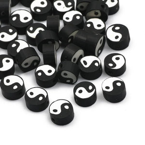 10mm Tai Chi Clay Beads Yin Yang Loose DIY Jewelry Making
