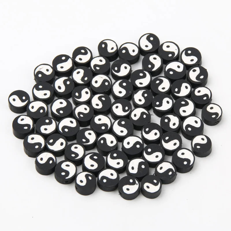 10mm Tai Chi Clay Beads Yin Yang Loose DIY Jewelry Making