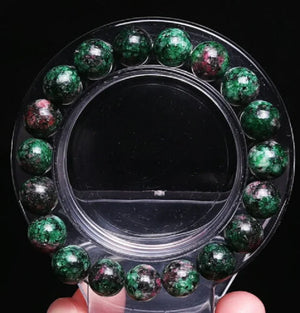 10mm Ruby Zoisite Epidote Red Gemstone Bead Bracelet