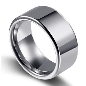 10mm Tungsten Carbide Ring Men Engagement Wedding Band Flat Polished