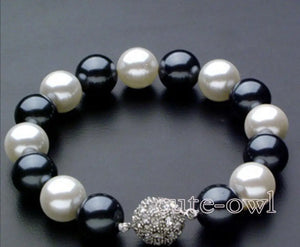 10mm Round Akoya Cultured Shell Pearl Bracelet 7.5'' AAA+