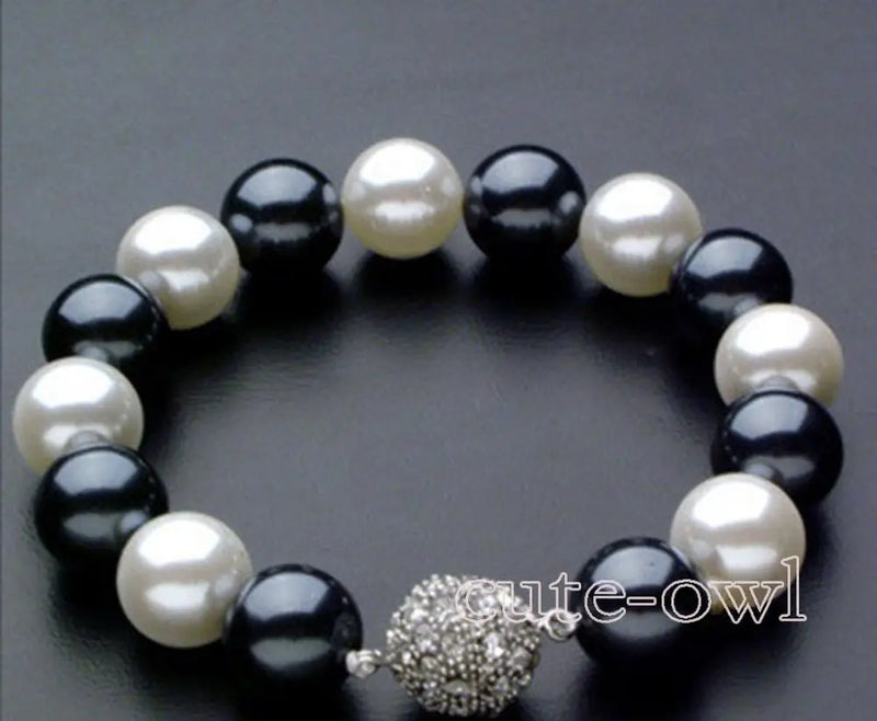 10mm Round Akoya Cultured Shell Pearl Bracelet 7.5'' AAA+
