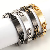 10mm Bike Chain Bracelet Men Cross Bible Nameplate Stainless Steel