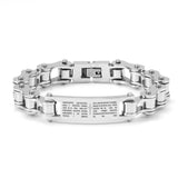 10mm Bike Chain Bracelet Men Cross Bible Nameplate Stainless Steel