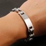 10mm Bike Chain Bracelet Men Cross Bible Nameplate Stainless Steel