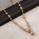 10mm Round Beaded Charm Necklace 585 Rose Ball Bead Chains Jewelry Gift