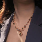 10mm Round Beaded Charm Necklace 585 Rose Ball Bead Chains Jewelry Gift