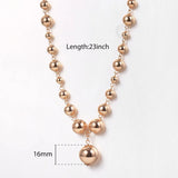 10mm Round Beaded Charm Necklace 585 Rose Ball Bead Chains Jewelry Gift