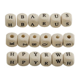 10mm Wooden Alphabet Beads for DIY Baby Teething Dummy Holder - 100PC