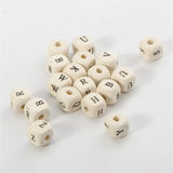 10mm Wooden Alphabet Beads for DIY Baby Teething Dummy Holder - 100PC