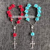 Colorful Roses Beads Bracelet with Dragon Fur Buckle