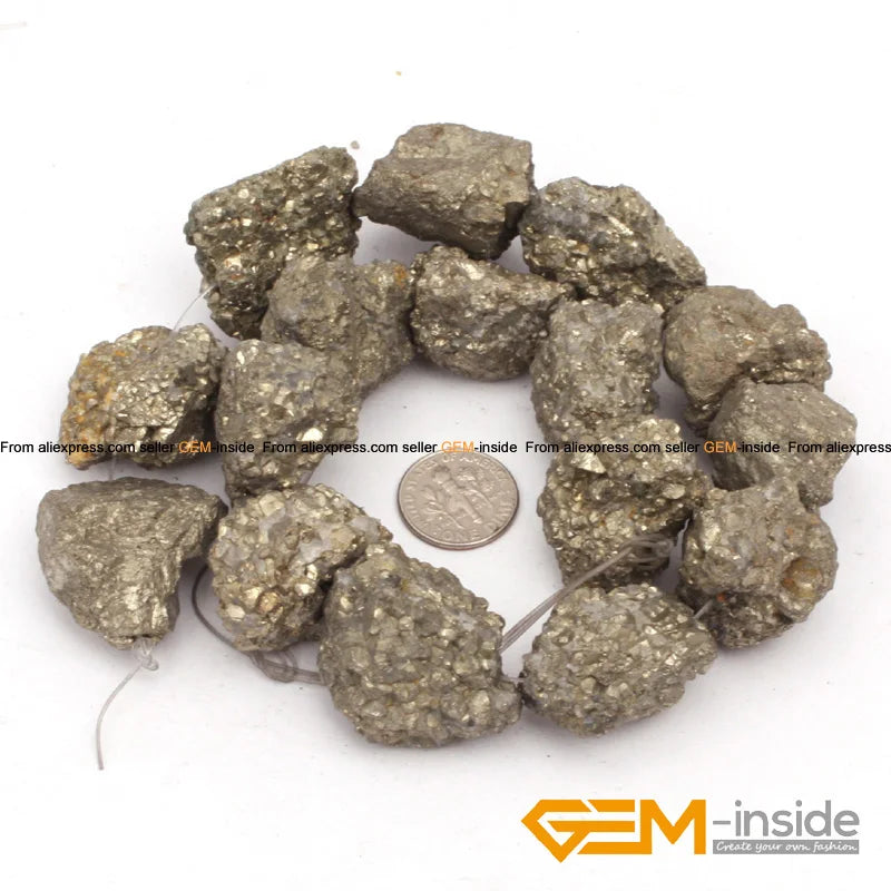 10mm Gray Pyrite Beads Natural Stone 15-inch Strand DIY Jewelry Making