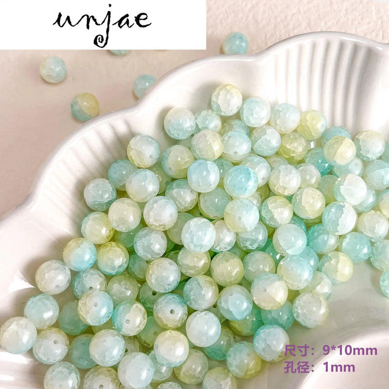 10mm Jade Crushed Gradient Glass Round Beads DIY Hand-Beaded Material