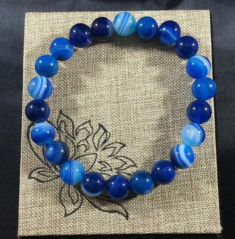 10mm Natural Agate Chakra Gem Healing Bracelet 7.5