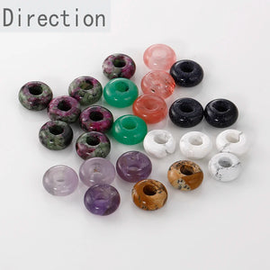 10mm Natural Crystal Agate Jade Large Hole Flat Beads