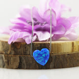 10mm Opal Heart Pendant Necklace with 925 Sterling Silver Chain Dark Op05
