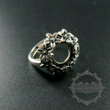 10mm Flower Round Bezel Tray 925 Sterling Silver Ring Setting