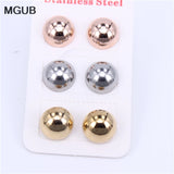 10mm 3-Color Stainless Steel Earrings Set for Men and Women