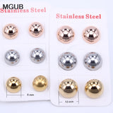 10mm 3-Color Stainless Steel Earrings Set for Men and Women