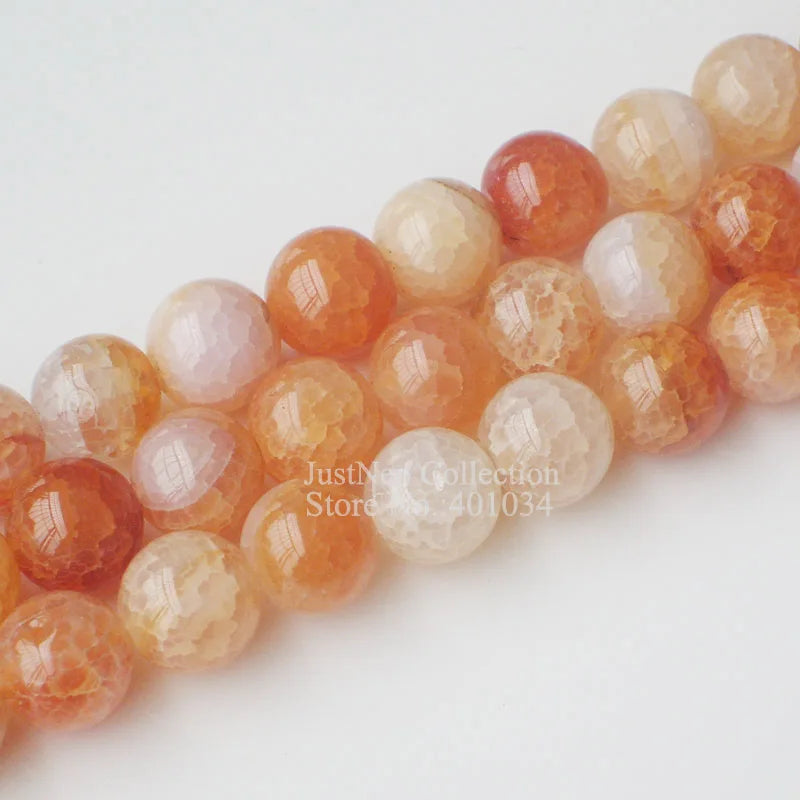 10mm Inner-Cracked Carnelian Agate Round Beads Strand 16''