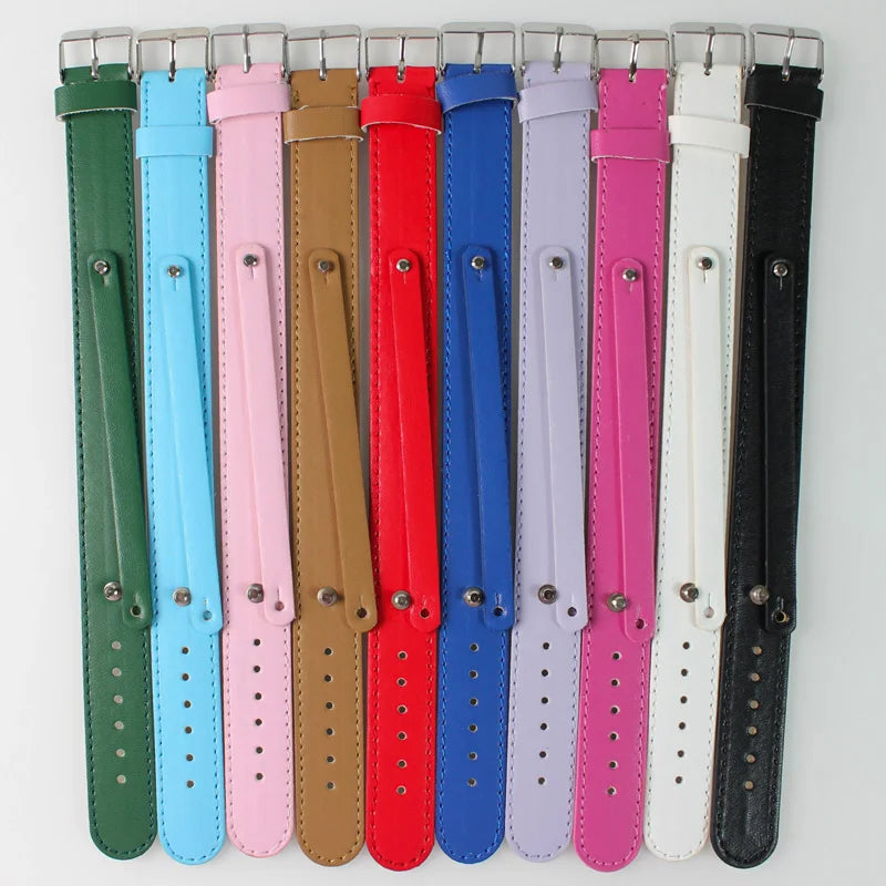 10p 18mm Wide PU Leather Wristband 210mm Length DIY Accessory Bracelet