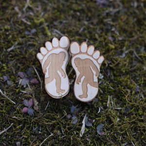 10pair Bigfoot Wood Stud Earrings Unique Jewelry