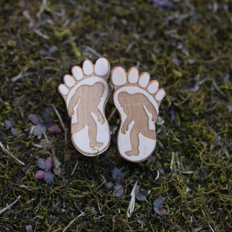 10pair Bigfoot Wood Stud Earrings Unique Jewelry