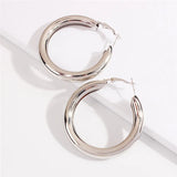 10pairs Women Silver Hoops Earrings Zinc Alloy Circle Earrings