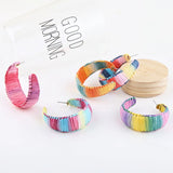 10 Pairs Gradient Rainbow C Earrings for Women