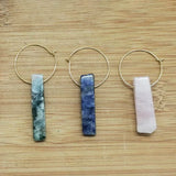 10 Pairs Healing Stone Hoop Earrings Amazonite Lapis Amethyst Quartz Crystal
