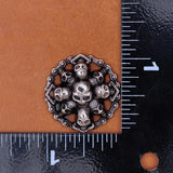 10pc Antique Silver Two-tone Skull Head Biker Punk Conchos For Belt