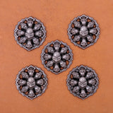 10pc Antique Silver Two-tone Skull Head Biker Punk Conchos For Belt