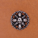 10pc Antique Silver Two-tone Skull Head Biker Punk Conchos For Belt