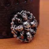 10pc Antique Silver Two-tone Skull Head Biker Punk Conchos For Belt