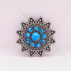 10pc 37mm Silver Turquoise Flower Star Concho DIY Leathercraft Leather Project