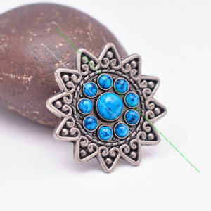 10pc 37mm Silver Turquoise Flower Star Concho DIY Leathercraft Leather Project