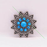 10pc 37mm Silver Turquoise Flower Star Concho DIY Leathercraft Leather Project