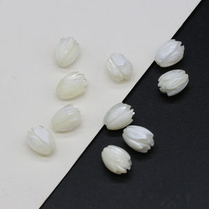 10pc 8x10mm Flower Natural Shell Beads Carved Mother Of Pearl