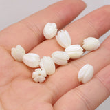 10pc 8x10mm Flower Natural Shell Beads Carved Mother Of Pearl