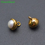 Button Shape Natural Pearl Charms 10pc for Bracelets Necklace Making