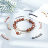 10pc Brass Micro Pave CZ Curved Tube Beads 31.5x4.2mm