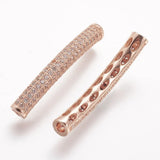 10pc Brass Micro Pave CZ Curved Tube Beads 31.5x4.2mm