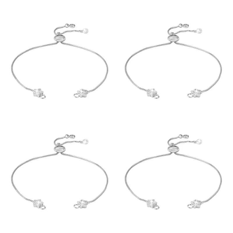 10pc Brass Crystal Rhinestone Adjustable Bracelet Chains Slider