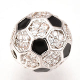 10pc Brass Micro Pave CZ Beads Football/Soccer Ball DIY Jewelry Making 8/10mm