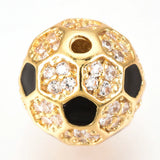 10pc Brass Micro Pave CZ Beads Football/Soccer Ball DIY Jewelry Making 8/10mm