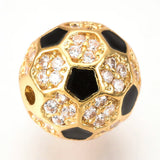 10pc Brass Micro Pave CZ Beads Football/Soccer Ball DIY Jewelry Making 8/10mm