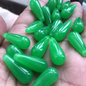 10pc Green Jade Water Drop Pendant Beads DIY Jewellery Accessories