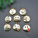 10pc Smile Cry Face Charms Pendant Enamel Metal Round for Bracelets Necklace