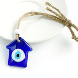 Glass House Shape Evil Eyes Key Ring Lucky Pendant Keychain
